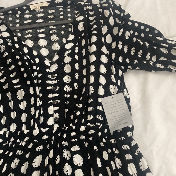Dress M elloDay Dot Print V-Neck 3/4 Sleeve - Picture 6 of 6